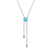 Sterling Silver Turquoise Lineaire Round Stone Adjustable Necklace. N1136.