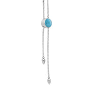 Sterling Silver Turquoise Lineaire Round Stone Adjustable Necklace. N1136._2