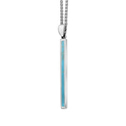 Sterling Silver Turquoise Long Slim Oblong Necklace. P1472.