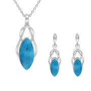 Sterling Silver Turquoise Marquise Celtic Twist Two Piece Set