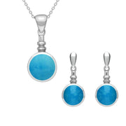 Sterling Silver Turquoise Round Bottle Top Two Piece Set