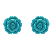 Sterling Silver Turquoise Tuberose Carved Rose Two Piece Set