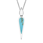Sterling Silver Turquoise Toscana Slim Pear Drop Necklace. P1612.