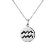 Sterling Silver Whitby Jet Aquarius Round Necklace P3598