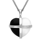 Sterling Silver Whitby Jet Bauxite Medium Cross Heart Necklace, P1543.