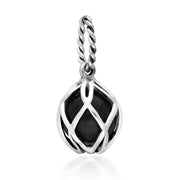 Sterling Silver Whitby Jet Emma Stothard Silver Darling 8mm Float Charm, G970.