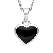 Sterling Silver Whitby Jet Heart Necklace P1759