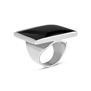Sterling Silver Whitby Jet Large Square Ring, R605_3