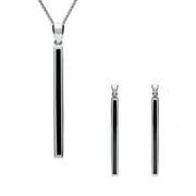 terling Silver Whitby Jet Long Slim Two Piece Set S226