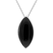 Sterling Silver Whitby Jet Marquise Pendant, P1865