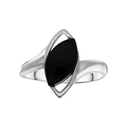 Sterling Silver Whitby Jet Marquise Ring, R909_2
