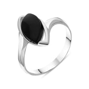Sterling Silver Whitby Jet Marquise Ring, R909