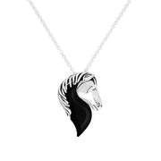 Sterling Silver Whitby Jet Medium Horse Head Necklace