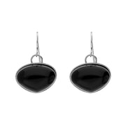 Sterling Silver Whitby Jet Monika Wide Pear Drop Earrings. E1082.