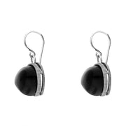 Sterling Silver Whitby Jet Monika Wide Pear Drop Earrings. E1082_2