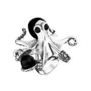 Sterling Silver Whitby Jet Octopus Ring R1213