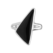 Sterling Silver Whitby Jet Organic Triangle Ring. R389_2