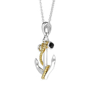 Sterling Silver Whitby Jet Rope Anchor Necklace P3533