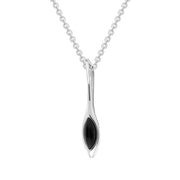 Sterling Silver Whitby Jet Slim Marquise Drop Pendant, P2530