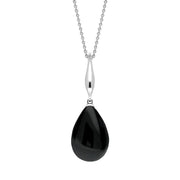 Sterling Silver Whitby Jet Tapered Top Pear Necklace