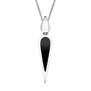 Sterling Silver Whitby Jet Toscana Slim Pear Drop Necklace. P1612.