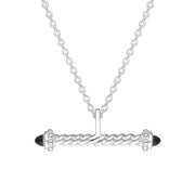 Sterling Silver Whitby Jet Twisted T Bar Necklace P3534C