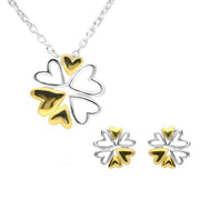 Sterling Silver Yellow Gold Heart Snowflake Two Piece Set, S104.