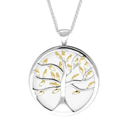 Sterling Silver Yellow Gold Plated Bauxite Large Round Tree of Life Necklace, P3418.