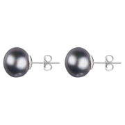 Sterling Silver 10mm Black Freshwater Pearl Stud Earrings. E631.