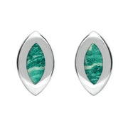 Sterling Silver Amazonite Framed Marquise Stud Earrings, E561