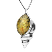 Sterling Silver Amber Conch Shell Necklace, P3161.