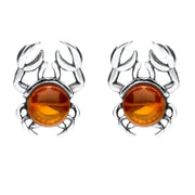 Sterling Silver Amber Crab Stud Earrings