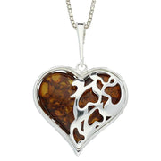 Sterling Silver Amber Encased Large Heart Necklace, P2479.