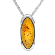 Sterling Silver Amber Marquise Framed Necklace P2182
