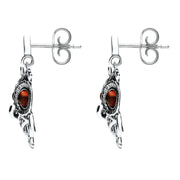 Sterling Silver Amber Orange Owl Stud Earrings E2329