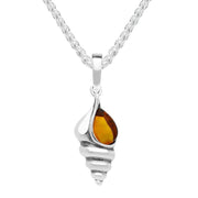 Sterling Silver Amber Small Shell Necklace P3329