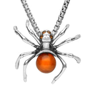 Sterling Silver Amber Spider Necklace P3158