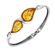 Sterling Silver Amber Two Stone Pear Twist Bangle B1043