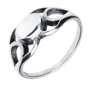 Sterling Silver Bauxite Oval Pierced Spoon Ring R146