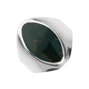 Sterling Silver Bloodstone Oval Ring R076