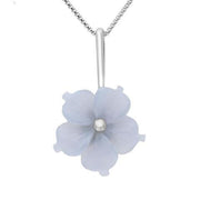 Sterling Silver Blue Chalcedony Tuberose Carnation Necklace, P2854.