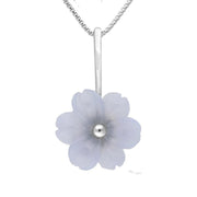 Sterling Silver Blue Chalcedony Tuberose Dahlia Necklace, P2856.