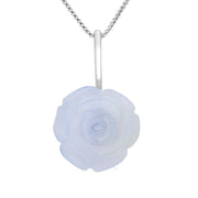 Sterling Silver Blue Chalcedony Tuberose Large Rose Necklace, P2849.