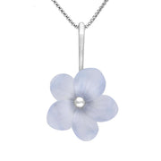 Sterling Silver Tuberose Blue Chalcedony Pansy Necklace, P2853.
