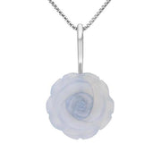 Sterling Silver Blue Chalcedony Tuberose Small Rose Necklace, P2850.