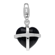Sterling Silver Blue Goldstone Cross Hearts Small Charm, G480.