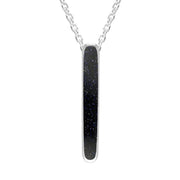 Sterling Silver Blue Goldstone Lineaire Drop Oval Necklace P2989