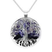 Sterling Silver Blue John Large Round Tree Of Life Necklace P3353