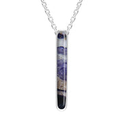 Sterling Silver Blue John Lineaire Drop Oval Necklace P2989