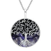 Sterling Silver Blue John Round Tree Of Life Necklace, P3146